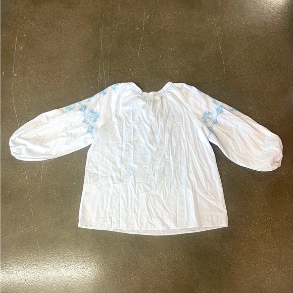 Gerard Darel Esther Printed Embroidered Light Blue Cotton Blouse sz 1 - Picture 3 of 10